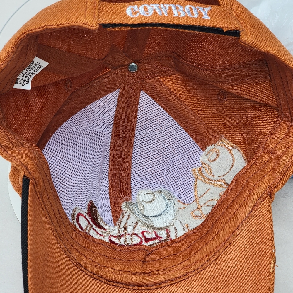 Acezone Rusty Orange Cowboy Rodeo Cap, Hat. Embroidered Design Adjustabl Sizing - Picture 7 of 10